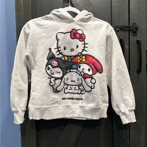 Zara White Hoodie with Hello Kitty and Friends